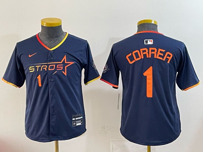 Youth 2025 Houston Astros #1 Correa blue Nike MLB Jersey 0041-0